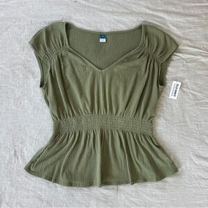 Olive Green Peplum Top